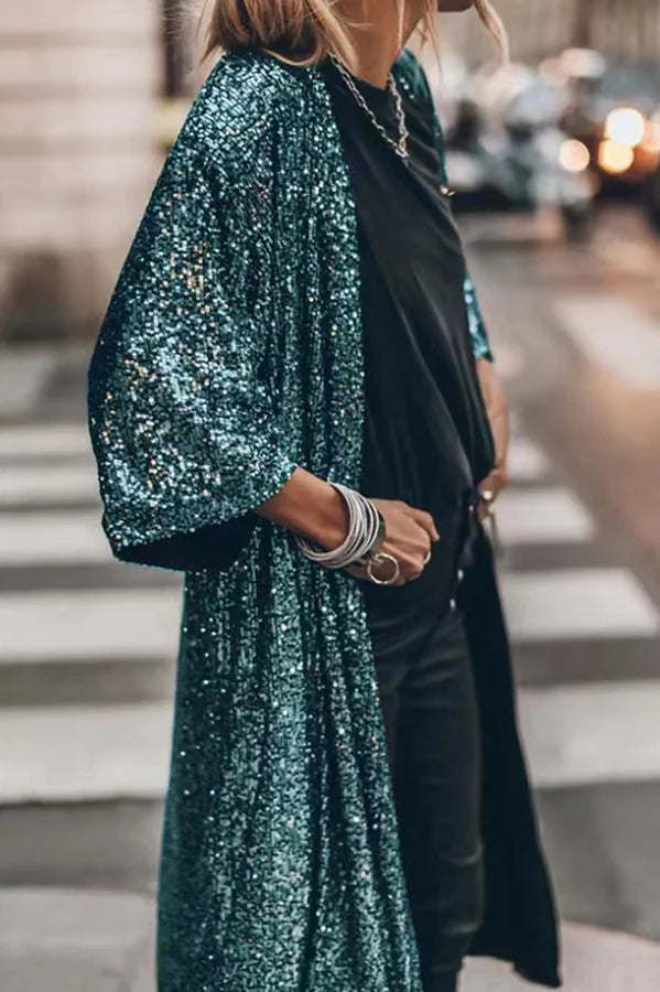 R&B – Modischer Pailletten-Cardigan