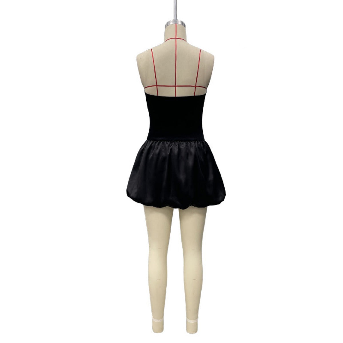 R&B | Kontrastierende Farbe einreihig Tube Top Kleid Kleid