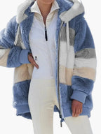 R&B | Winter Kapuzenjacke Im Streifen-Design - Modische Freizeitjacke für Kalte Tage