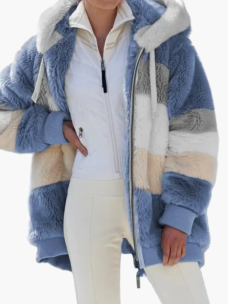 R&B | Winter Kapuzenjacke Im Streifen-Design - Modische Freizeitjacke für Kalte Tage