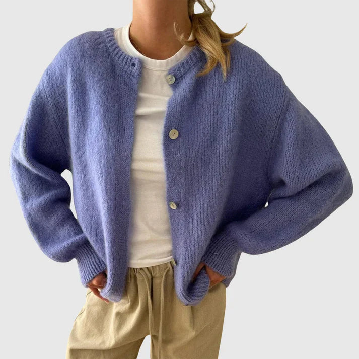 R&B | Damen Cardigan mit Rundhalsausschnitt und Knopfverschluss