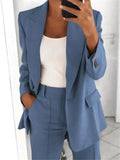 Blazer und Weite Bein Hose Zweiteiliges Set