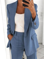 Blazer und Weite Bein Hose Zweiteiliges Set
