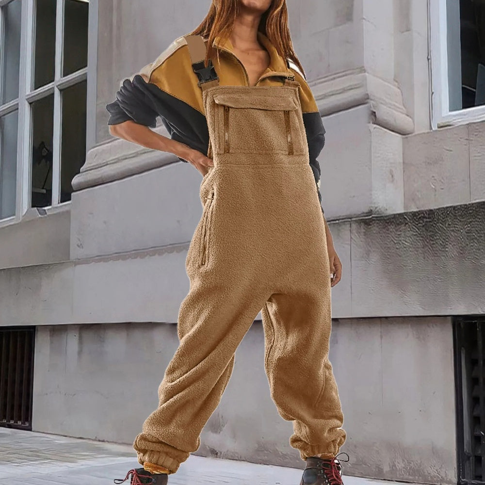 R&B | Damen Fleece Overall Mit Verstellbaren Trägern Stylisch Und Bequem