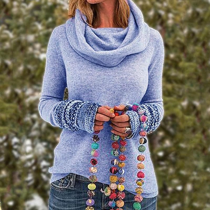 R&B | Wolle Cowl Neck Pullover Sweatshirt Lässiger Schnitt Pullover