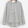 R&B | Hoodie Streifenmuster Lockere Passform Weiches Strickmaterial mit Kordelzugkapuze