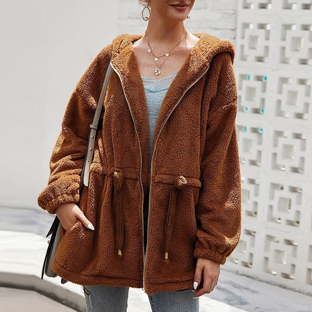 R&B | Teddyjacke - Weicher Plüsch - Kapuze & Reißverschluss - Oversized Passform - Taschen