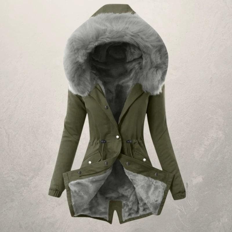 R&B | Parka-Jacke - Mittellange Passform - Gefüttert mit Kunstfell - Kapuze und Knopfverschluss