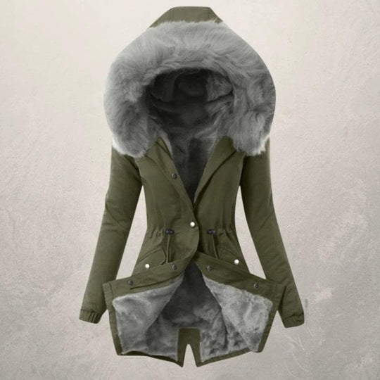 R&B | Parka-Jacke - Mittellange Passform - Gefüttert mit Kunstfell - Kapuze und Knopfverschluss