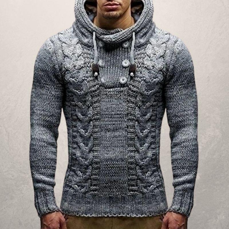 R&B | Wool Kabelstrick Kapuzenpullover Slim Passform Pullover