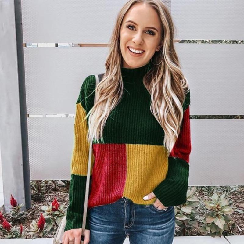 R&B | Strickpullover Oversized Fit Blockmuster Weich und Warm