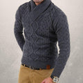 R&B | Wollschal Kragen Pullover Kabelstrick Winterpullover
