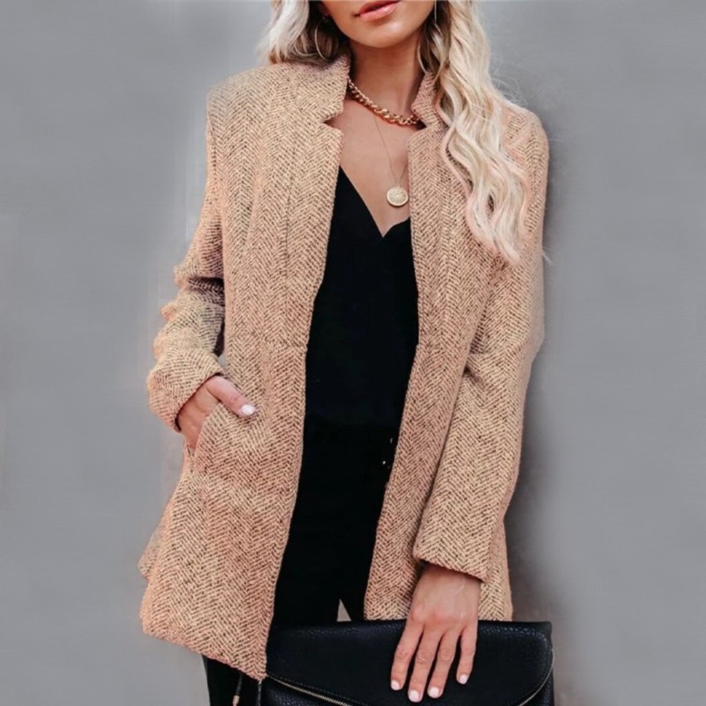 R&B | Mantel Strukturiertes Design Stehkragen Mittellang Elegant und Warm