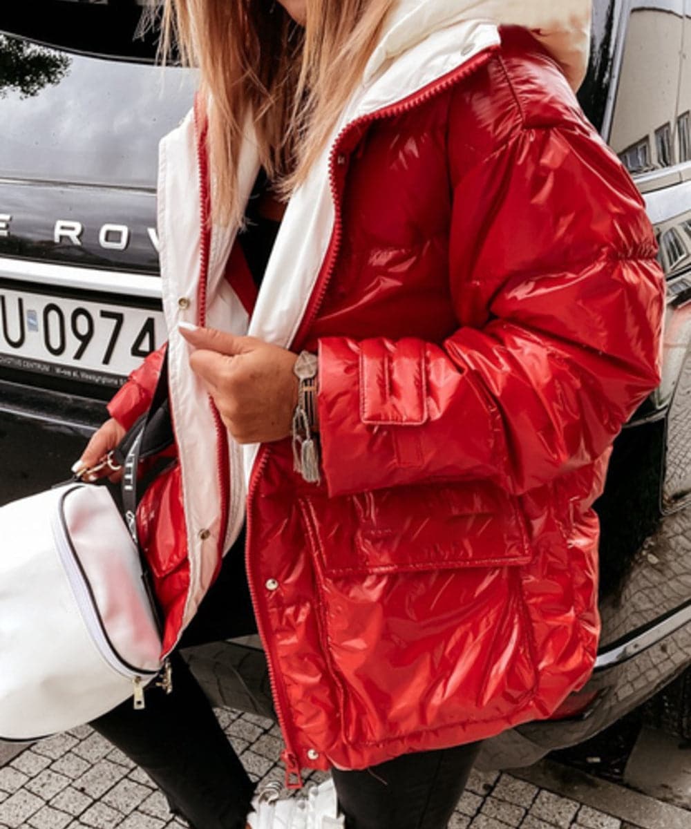 R&B | Steppjacke - Wasserdicht und Winddicht - Gepolstert mit Kapuze - Reißverschluss und Knöpfe