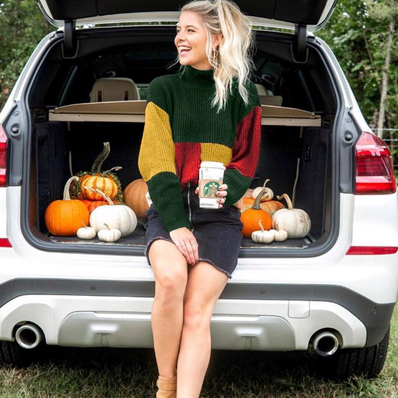 R&B | Strickpullover Oversized Fit Blockmuster Weich und Warm