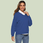 R&B | Strickpullover V-Ausschnitt Lockere Passform Lange Ärmel Weich und Bequem