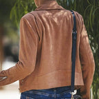 R&B | Kurze Wildlederjacke mit Reißverschlüssen Kunstleder Modern und Stylisch