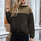 R&B | Hoodie Gepolsterter Oberteil & Weiches Fleece Halber Reißverschluss Lockere Passform mit Taschen