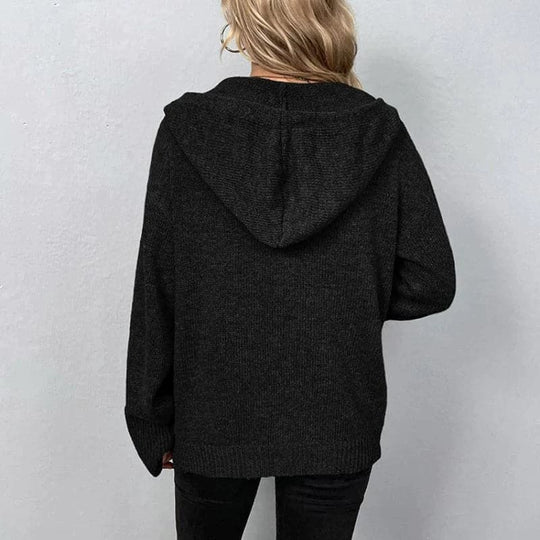 R&B | Strickcardigan -Weich und Warm mit Kapuze und Knopfverschluss Lockere Passform
