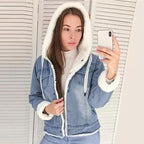 R&B | Denimjacke mit Plüschfutter Baumwollmischung Warm und Stilvoll