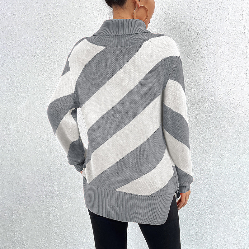 R&B | Gestreifter Strickpullover Mit Lässigem Design