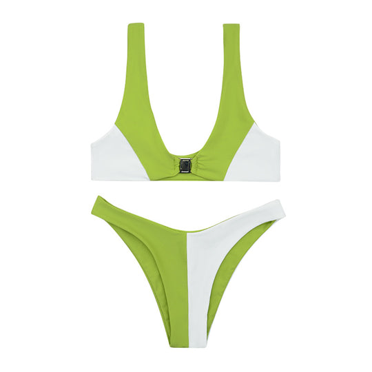 Damen Bikini mit modischem V-Ausschnitt und herausnehmbaren Polstern R&B