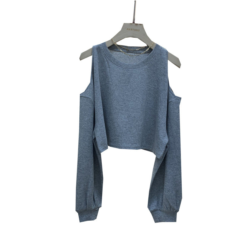Damen lässiges Crop-Top mit langen Ärmeln R&B