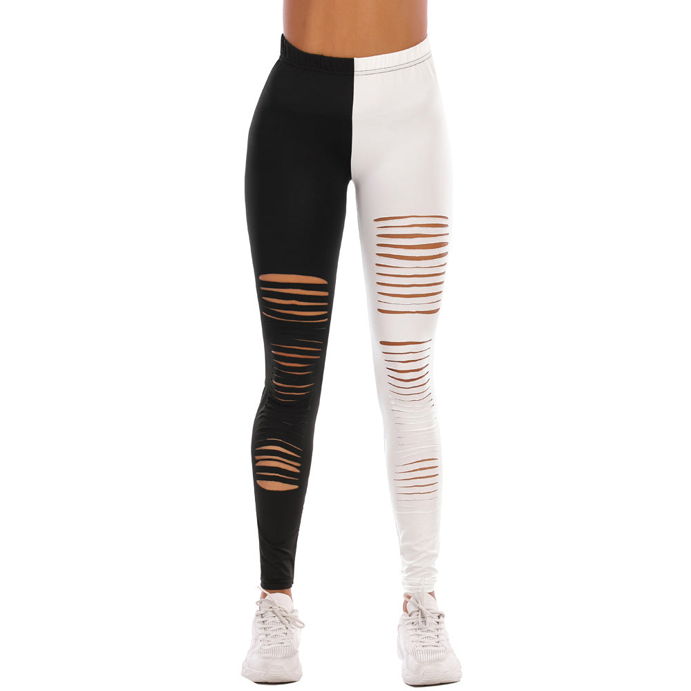 Damen Leggings mit modischem Riss-Design R&B