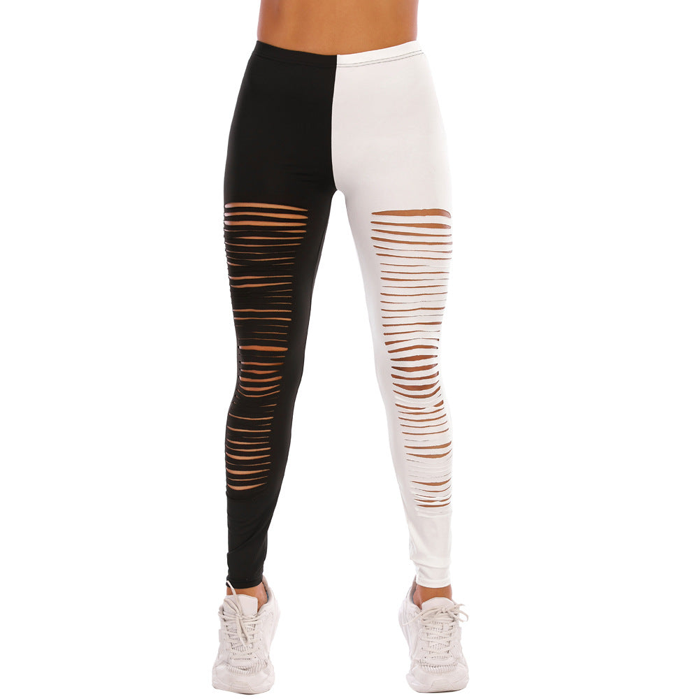 Damen Leggings mit modischem Riss-Design R&B