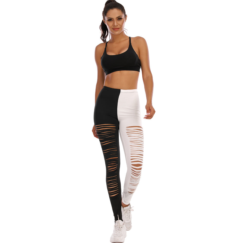 Damen Leggings mit modischem Riss-Design R&B