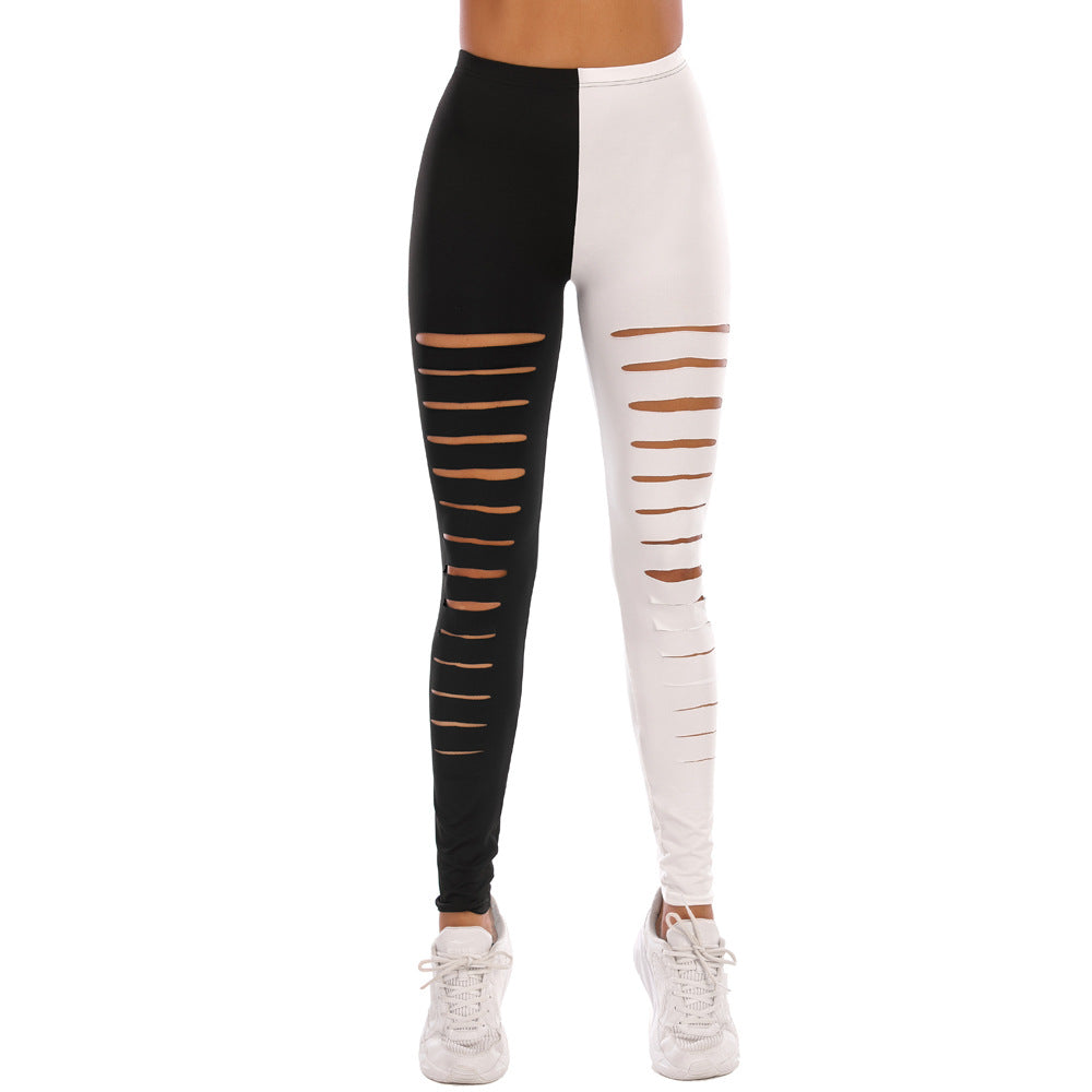 Damen Leggings mit modischem Riss-Design