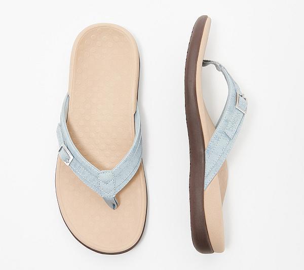 Damen nan verstellbare Zehensteg-Pantolette aus Textil mit gepolstertem Komfortfußbett R&B