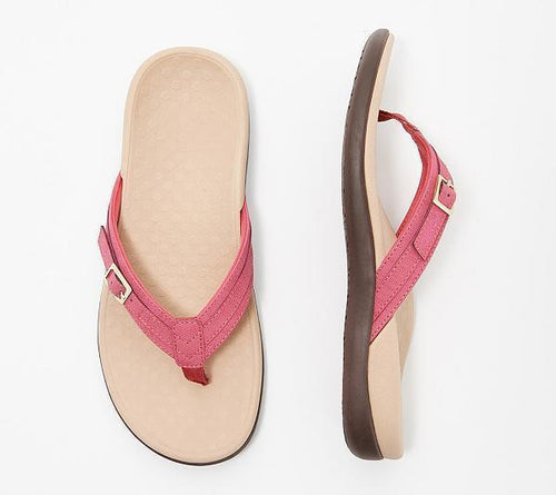 Damen nan verstellbare Zehensteg-Pantolette aus Textil mit gepolstertem Komfortfußbett R&B