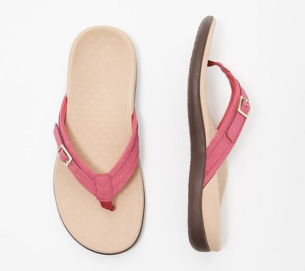 Damen nan verstellbare Zehensteg-Pantolette aus Textil mit gepolstertem Komfortfußbett R&B