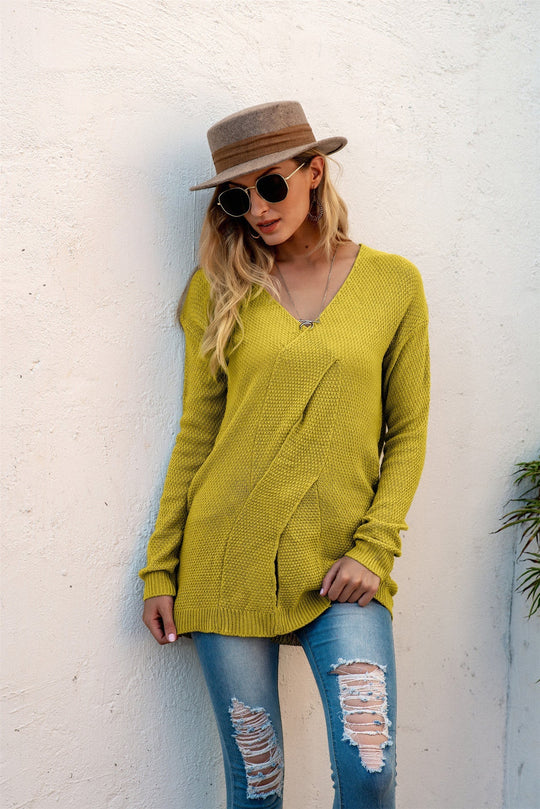 R&B | Übergröße Passform Gestrickte Textur Off Shoulder Drapierter Vordergrund