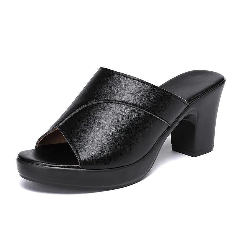 Damen Elegante Plateau-Pantoletten mit modischem Riemenverschluss R&B