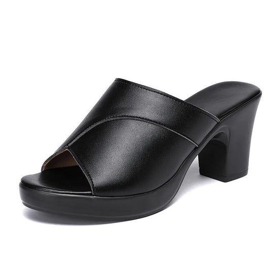 Damen Elegante Plateau-Pantoletten mit modischem Riemenverschluss R&B