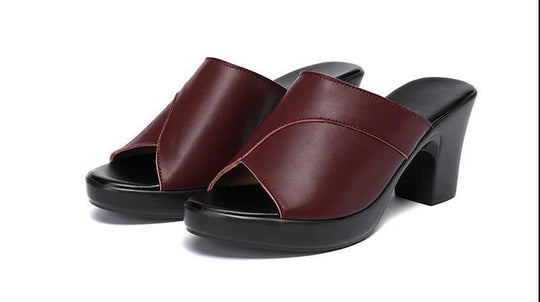 Damen Elegante Plateau-Pantoletten mit modischem Riemenverschluss R&B