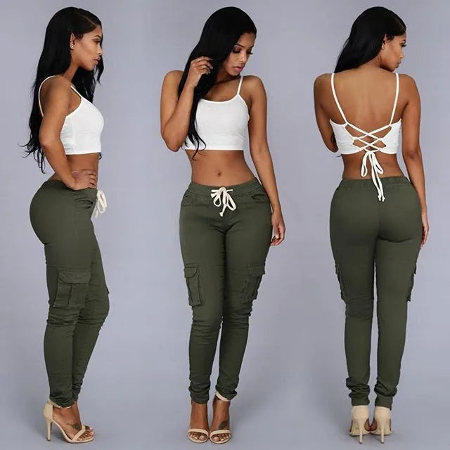 R&B | Hosen Hochgeschnittene Skinny Cargo-Hosen