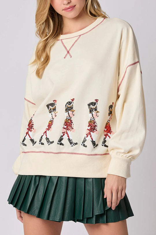 R&B | Weihnachts Soldat Pailletten Langarm Freizeit Sweatshirt
