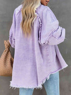 R&B | Button Down Raw Hem Denim Jacke