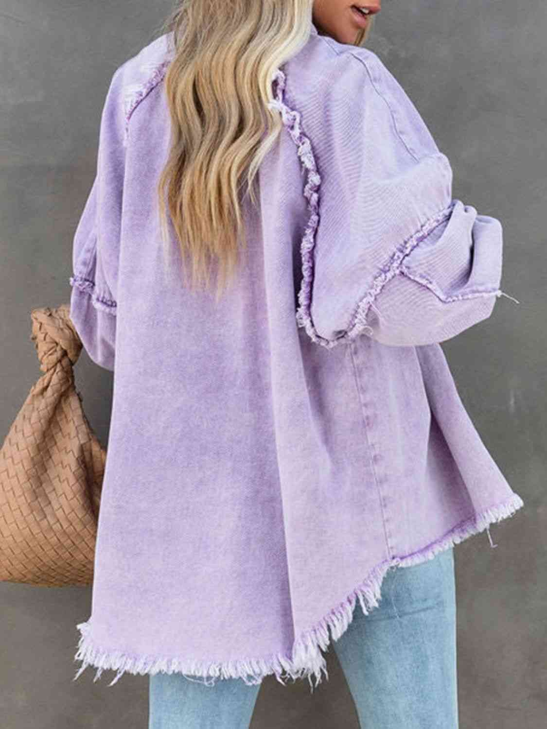R&B | Button Down Raw Hem Denim Jacke