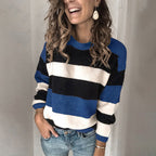 Damen Modischer Strickpullover mit blockartigem Streifenmuster und lässigem Schnitt R&B