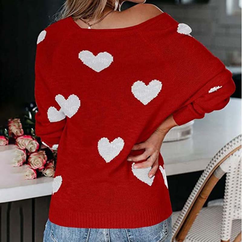R&B | Strickbluse mit Herzmuster Acryl Romantisch und Lässig