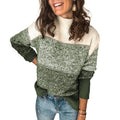 Damen Grobstrickpullover mit hohem Kragen und mehrfarbigem Muster R&B