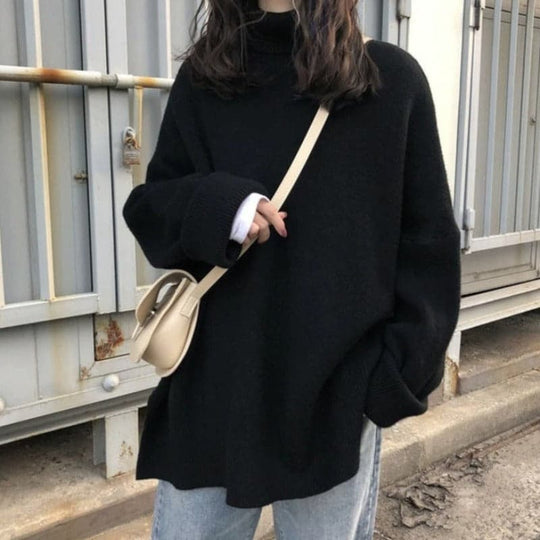 R&B | Rollkragenpullover Oversized Fit Weiches Strick Lange Ärmel