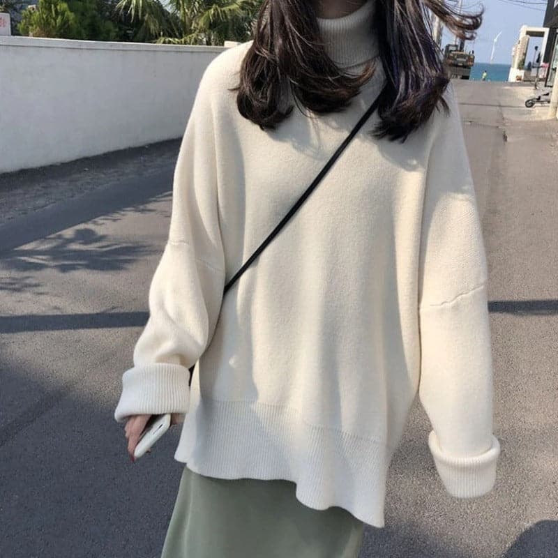 R&B | Rollkragenpullover Oversized Fit Weiches Strick Lange Ärmel