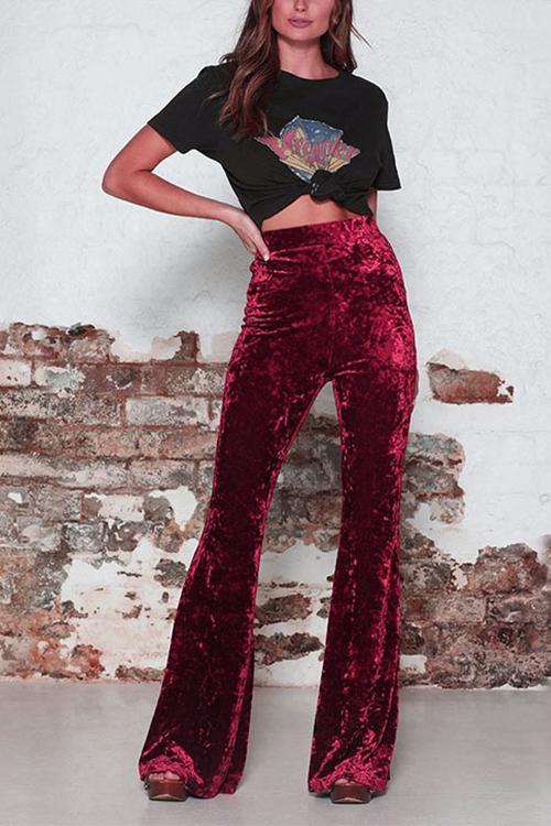 R&B | Rosiedress Elastischer Bund Schlaghosen Samt Pants