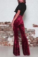 R&B | Rosiedress Elastischer Bund Schlaghosen Samt Pants