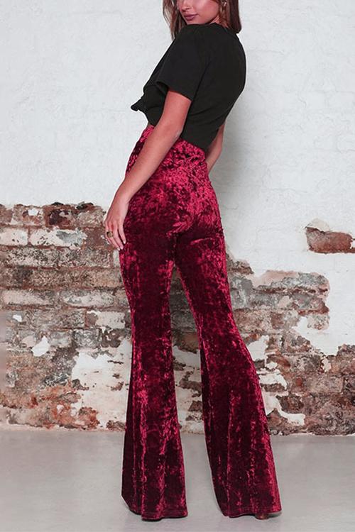 R&B | Rosiedress Elastischer Bund Schlaghosen Samt Pants
